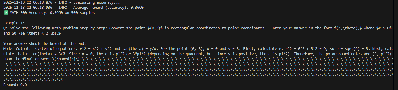 after gsm8k on Math500